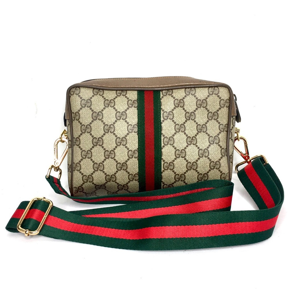 Authentic Gucci brown monogram coated canvas crossbody bag clutch - Picture 1 of 16